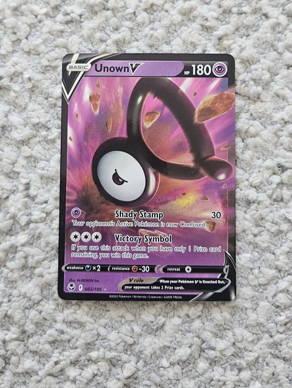 POKEMON TCG Card Unown V Silver Tempest Ultra Rare 065/195